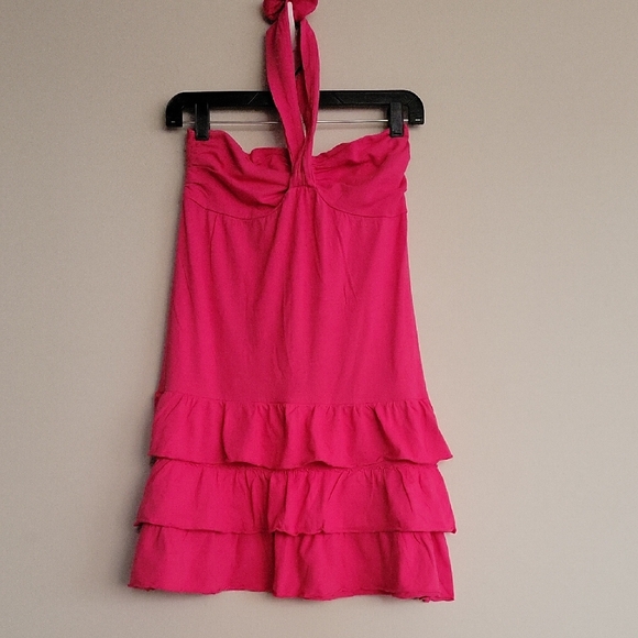 Express Dresses & Skirts - Express Pink Mini Ruffled Halter Neck Dress Size XS